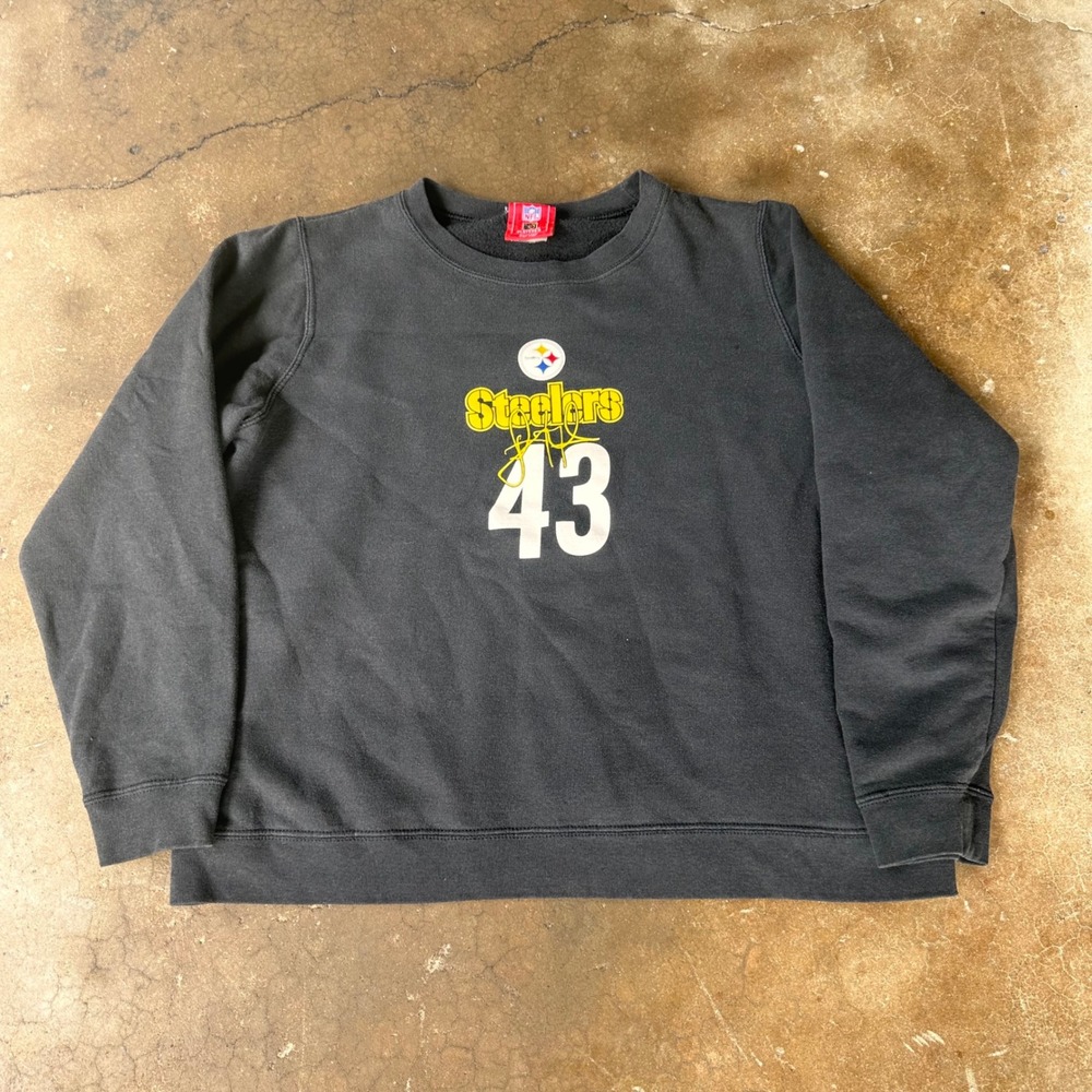 NFL Steelers Sweatshirt Women XL Black Excellent Troy Polamalu 43 Crewneck